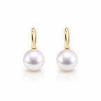 Japanese AAA Grade Akoya Pearl Drop Earrings • 18K Solid Gold Hook Earrings