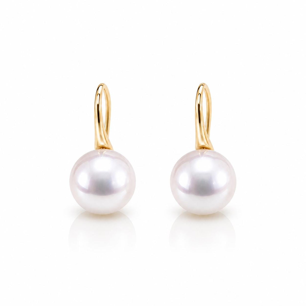 Japanese AAA Grade Akoya Pearl Drop Earrings • 18K Solid Gold Hook Earrings