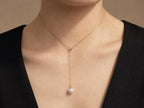 Japanese Akoya Pearl Y Necklace | 18K Solid Gold, Made in Japan
