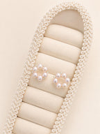 Japanese Akoya Pearl Wreath Earrings • 18K Gold Diamond Floral Studs