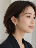 AAA Japanese Akoya Pearl Stud Earrings • Diamond Accent Bridal Jewelry