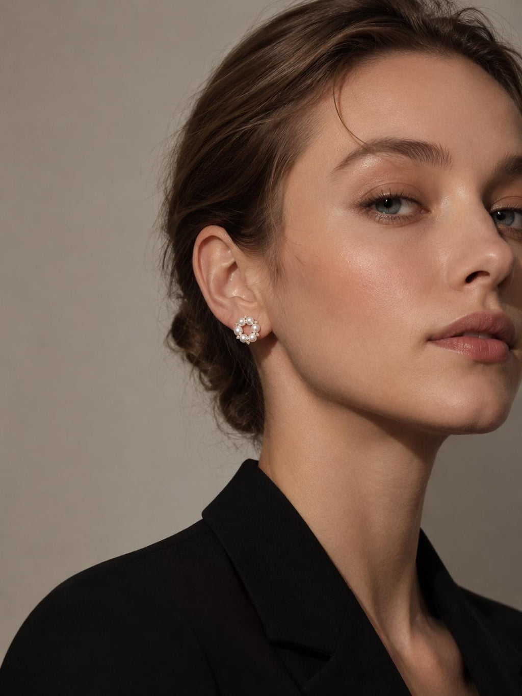 Japanese Akoya Pearl Wreath Earrings • 18K Gold Diamond Floral Studs