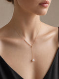 Japanese Akoya Pearl Y Necklace | Solid 18K Gold Lariat Necklace, Made in Japan