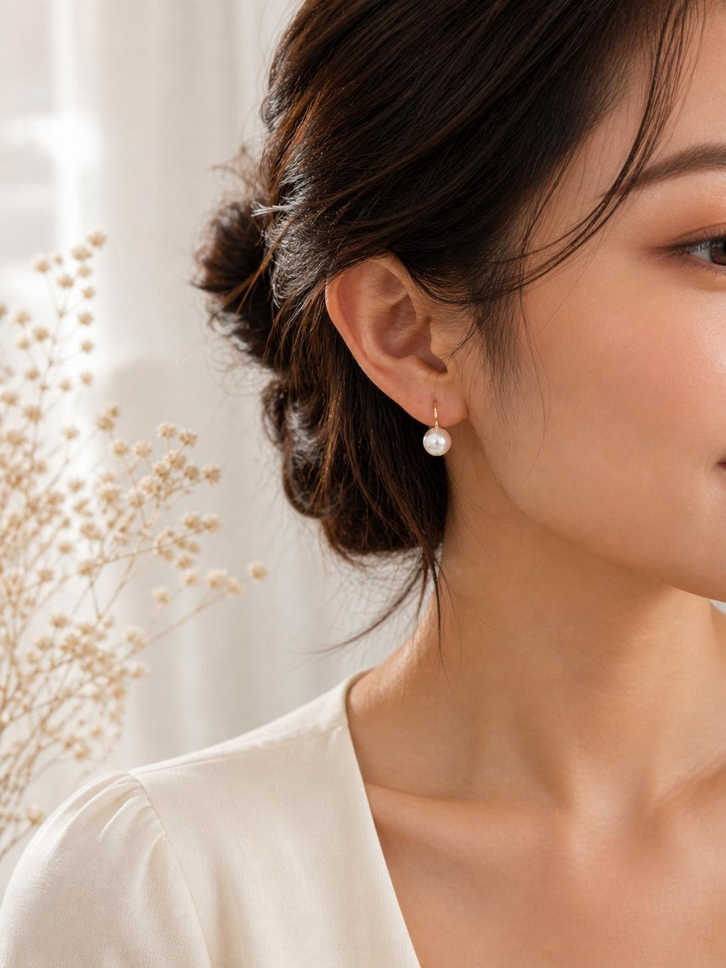 Japanese AAA Grade Akoya Pearl Drop Earrings • 18K Solid Gold Hook Earrings