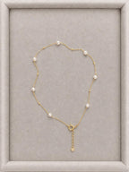 Japanese Akoya Pearl Station Necklace • 18K Solid Gold Minimalist Fine Jewelry