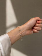 Japanese Akoya Pearl Station Bracelet • 18K Solid Gold Chain