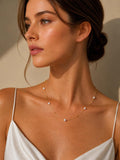 Japanese Akoya Pearl Station Necklace • 18K Solid Gold Minimalist Fine Jewelry