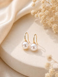 Japanese AAA Grade Akoya Pearl Drop Earrings • 18K Solid Gold Hook Earrings