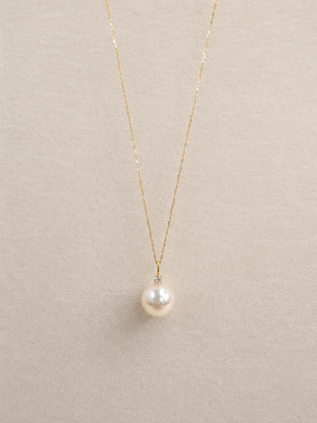 Japanese Akoya Pearl Necklace | 18K Solid Gold Diamond Accent Pearl Pendant, Made in Japan