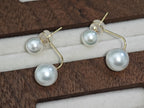 Japanese Akoya Pearl Ear Jackets • 18K Solid Gold Double Pearl Earrings