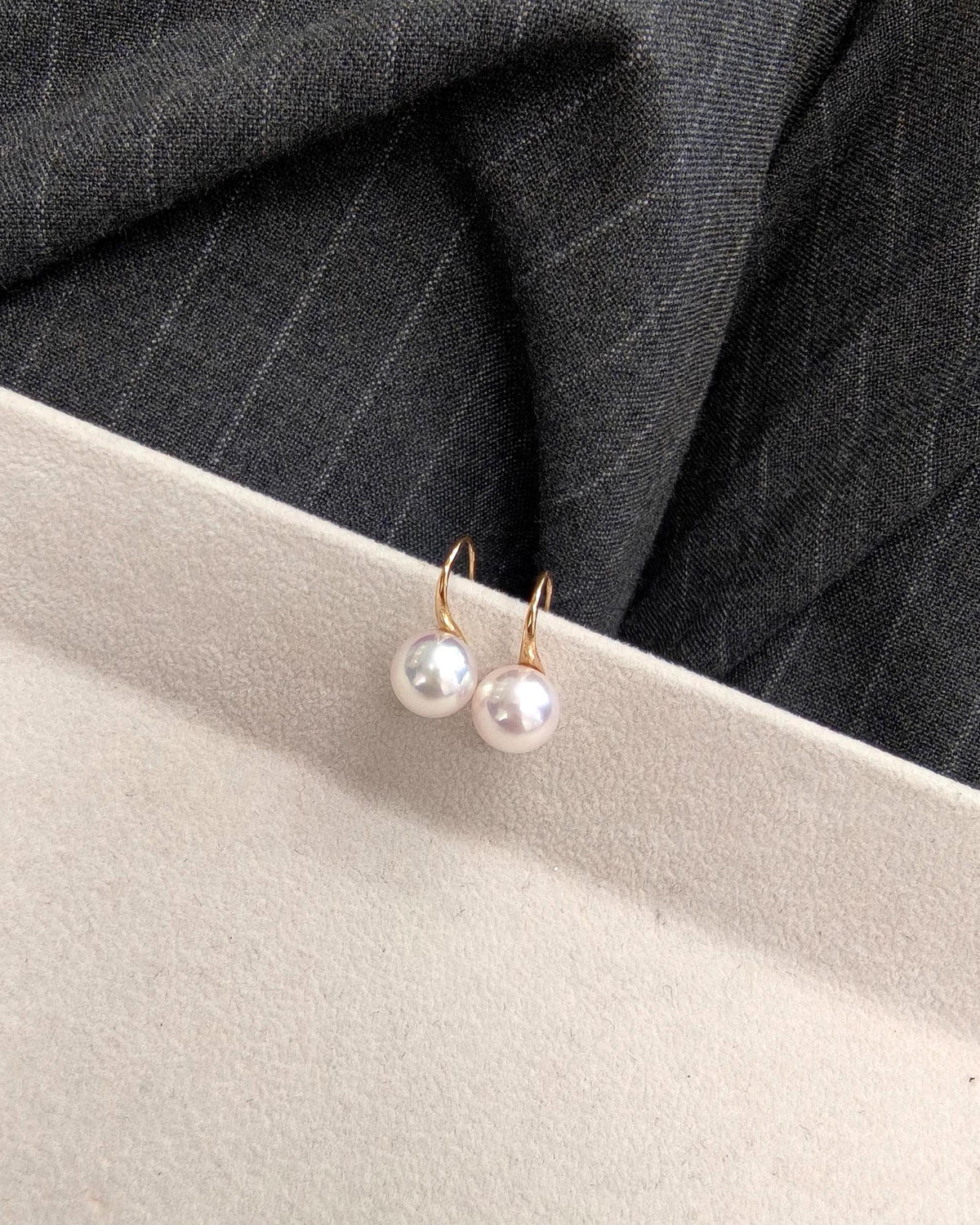 Japanese AAA Grade Akoya Pearl Drop Earrings • 18K Solid Gold Hook Earrings