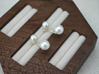 Japanese Akoya Pearl Ear Jackets • 18K Solid Gold Double Pearl Earrings