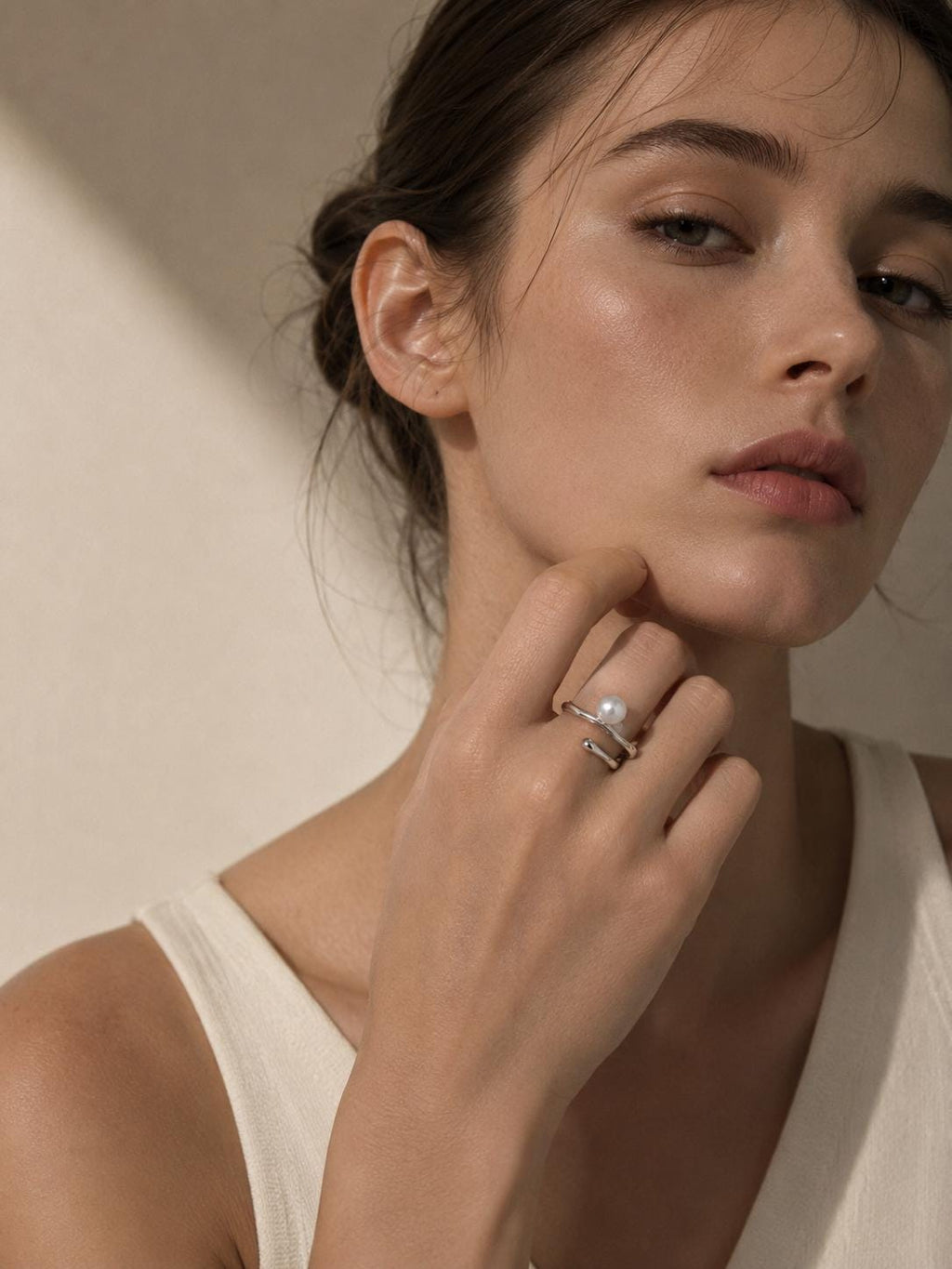 Japanese Akoya Pearl Open Ring in Sterling Silver | Made in Japan | Minimalist Jewelry