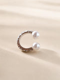Japanese Akoya Double Pearl Ear Cuff | Sterling Silver No Piercing Minimalist Jewelry