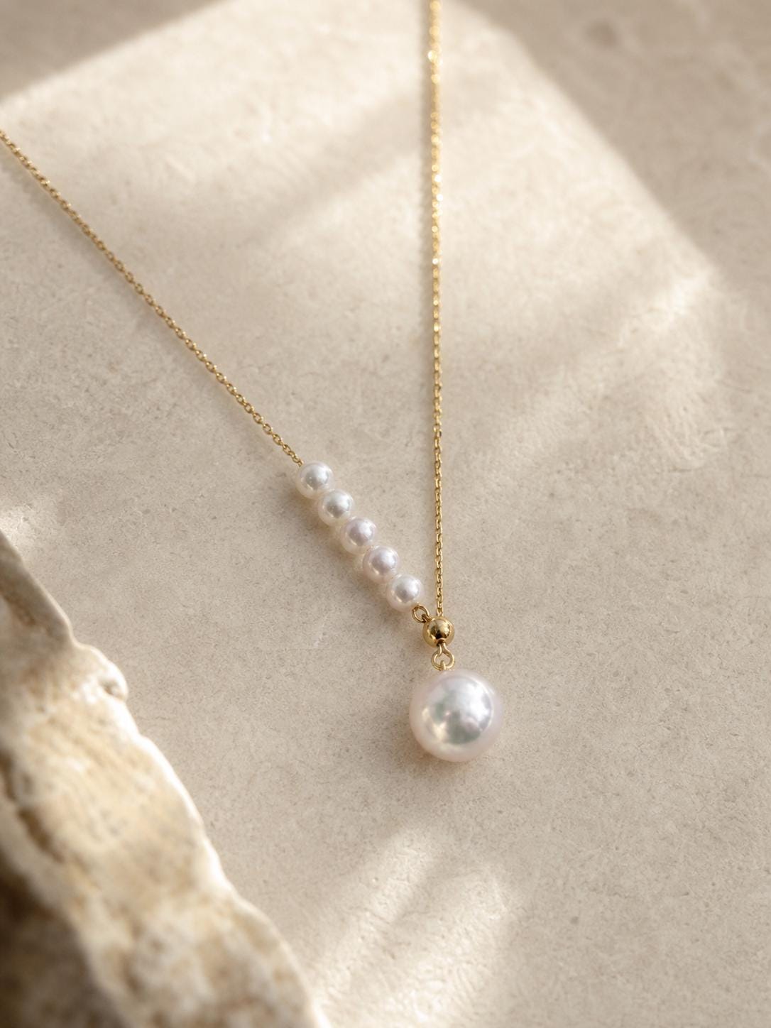 Japanese Akoya Pearl Y Necklace | Solid 18K Gold Lariat Necklace, Made in Japan