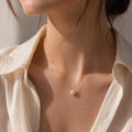Japanese Akoya Pearl Necklace | Solid 18K Gold, Floating Pearl Pendant, Made in Japan