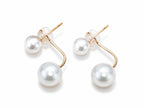Japanese Akoya Pearl Ear Jackets • 18K Solid Gold Double Pearl Earrings
