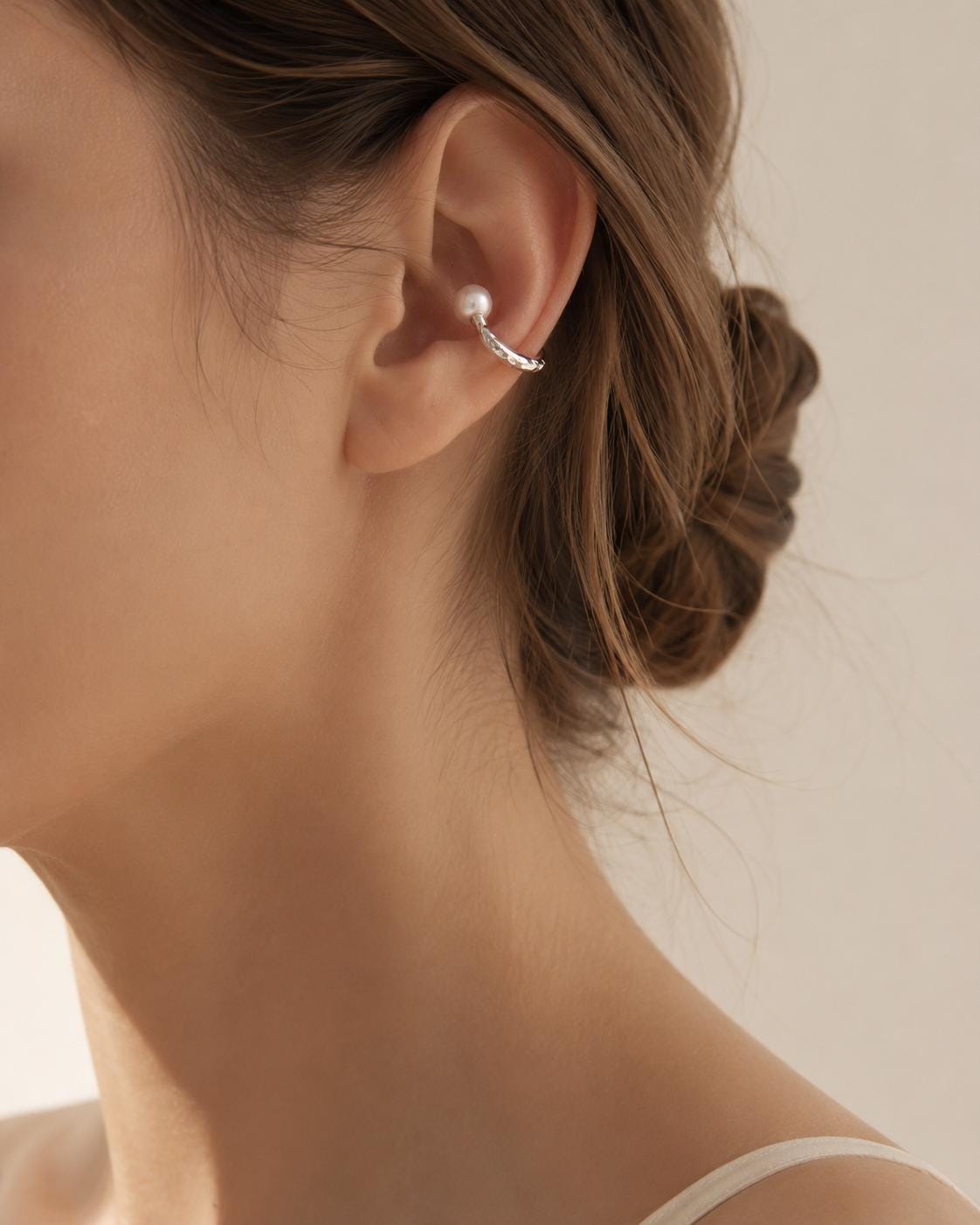 Japanese Akoya Double Pearl Ear Cuff | Sterling Silver No Piercing Minimalist Jewelry