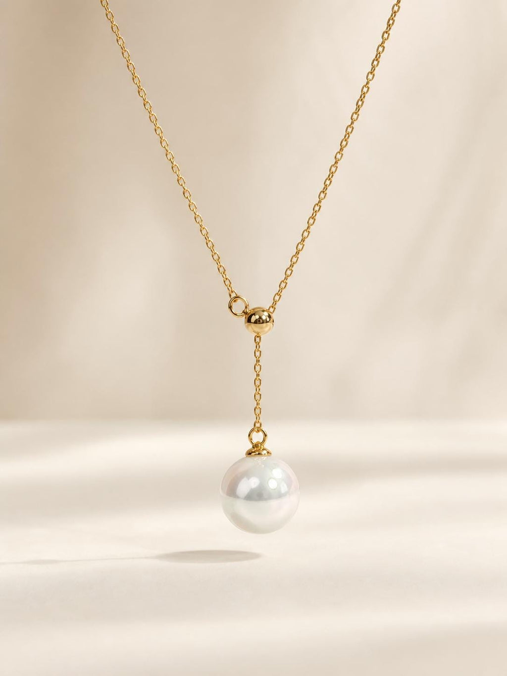Japanese Akoya Pearl Y Necklace | 18K Solid Gold, Made in Japan