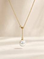 Japanese Akoya Pearl Y Necklace | 18K Solid Gold, Made in Japan