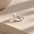 Japanese Akoya Pearl Open Ring in Sterling Silver | Made in Japan | Minimalist Jewelry