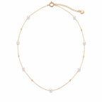Japanese Akoya Pearl Station Necklace • 18K Solid Gold Minimalist Fine Jewelry