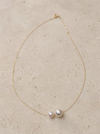Japanese Akoya Double Pearl Necklace | Solid 18K Gold, Two Akoya Pearls, Made in Japan
