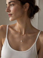 Japanese Akoya Pearl Y Necklace | 18K Gold Plated Sterling Silver, Made in Japan