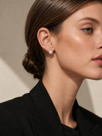 AAA Japanese Akoya Pearl Stud Earrings • Diamond Accent Bridal Jewelry