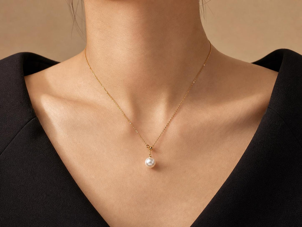Japanese Akoya Pearl Y Necklace | 18K Gold Plated Sterling Silver, Made in Japan