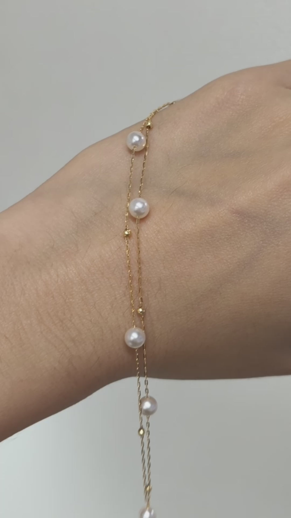 Japanese Akoya Pearl Station Necklace • 18K Solid Gold Minimalist Fine Jewelry