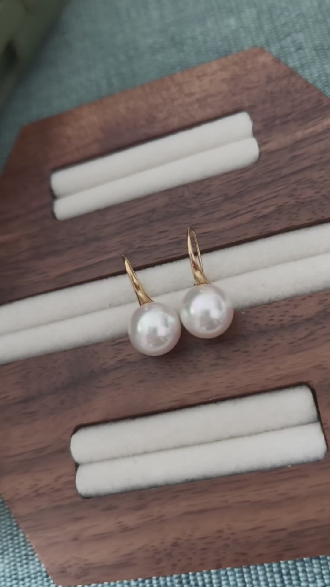 Japanese AAA Grade Akoya Pearl Drop Earrings • 18K Solid Gold Hook Earrings