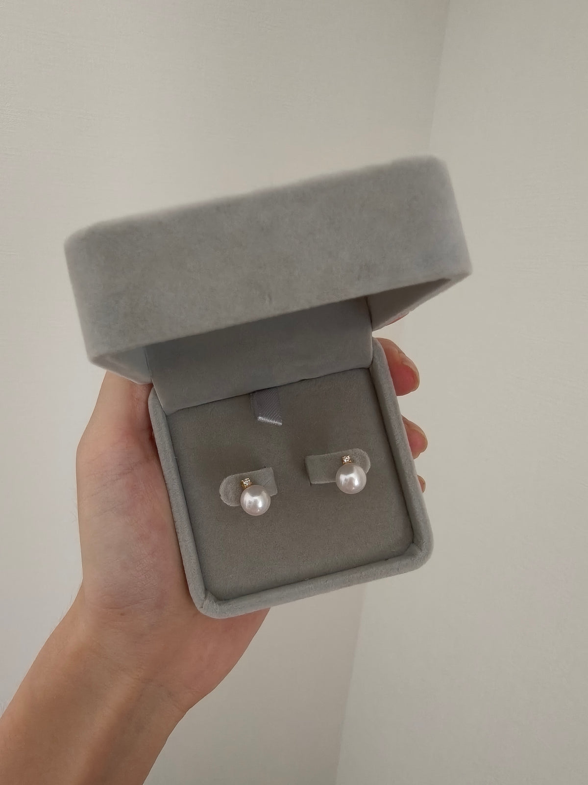 AAA Japanese Akoya Pearl Stud Earrings • Diamond Accent Bridal Jewelry