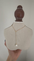 Japanese Akoya Pearl Y Necklace | 18K Gold Plated Sterling Silver, Made in Japan